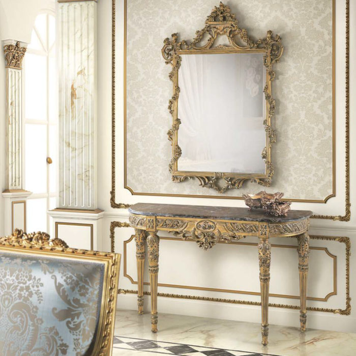 Mobilier : Ensemble Console avec Miroir Louis XVI - Benny Benlolo Ensemblier Décorateur à Paris